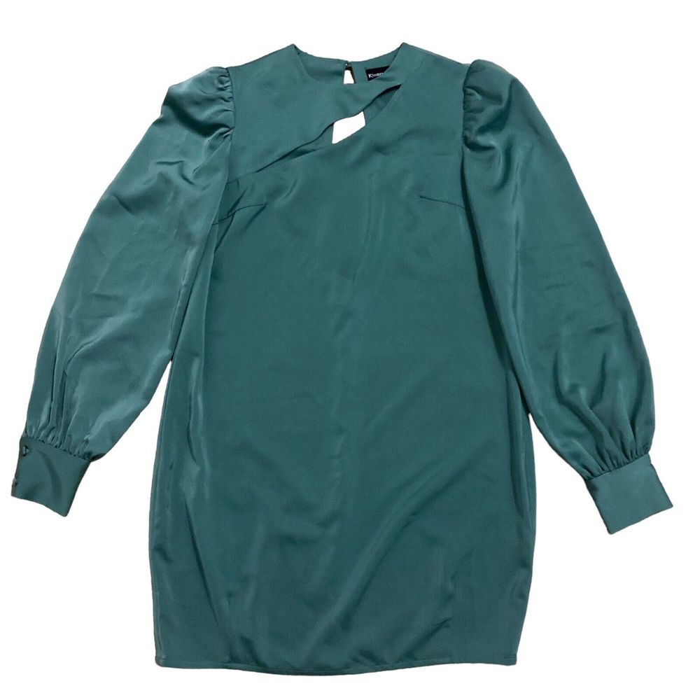 Kimberly Goldson Sz Small Belle Cutout Long Sleeve Satin Mini Dress Green NWOT